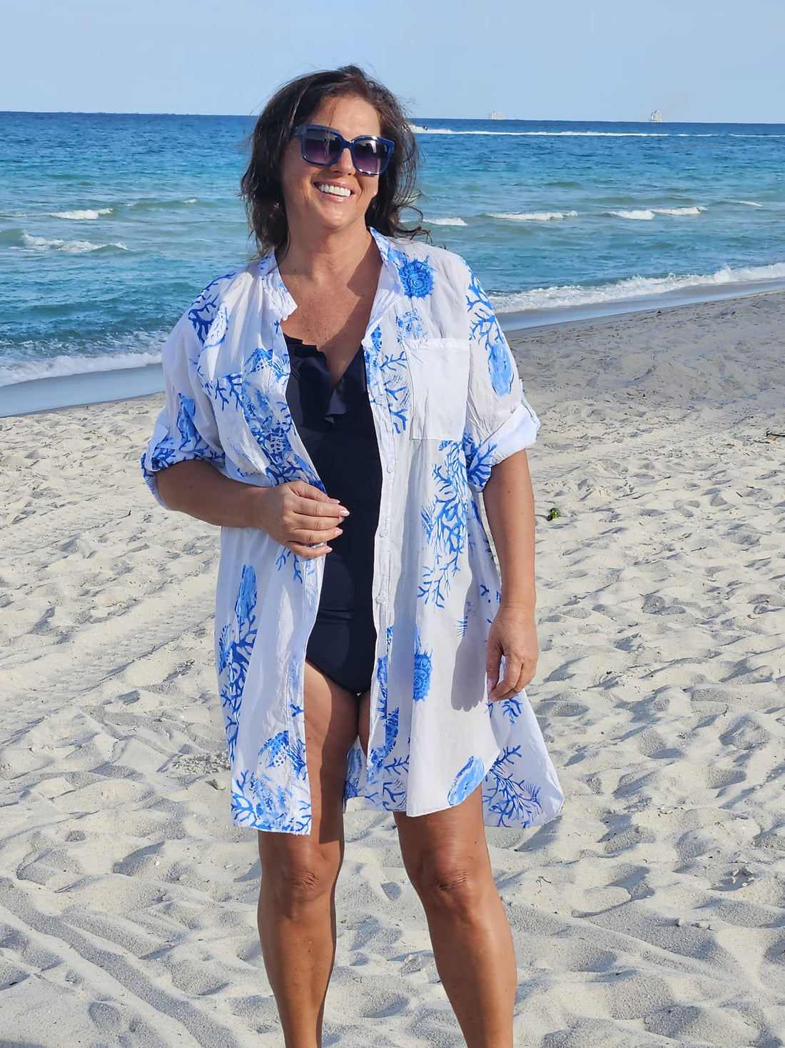 Style 1127 coral print cover up