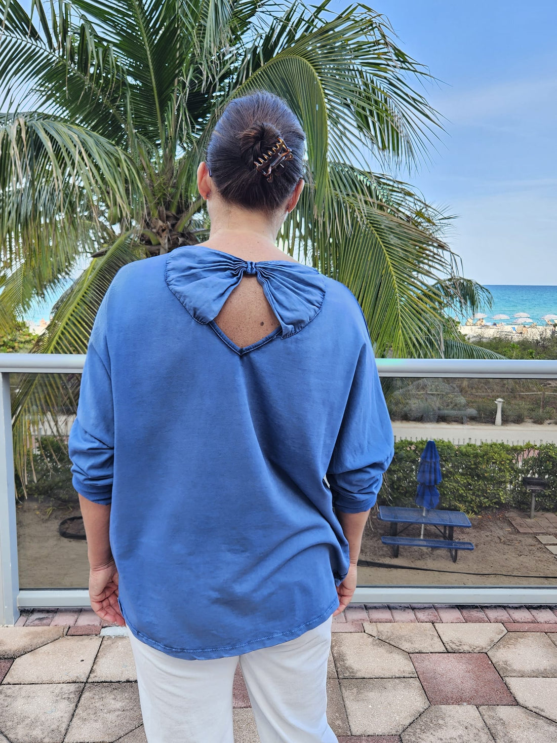 Style 1021 Cozy Bow-Accent Oversized Sweatshirt