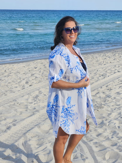 Style 1127 coral print cover up