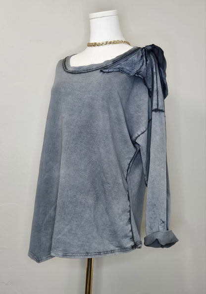 Style 1009 Top with satin bow on shoulder