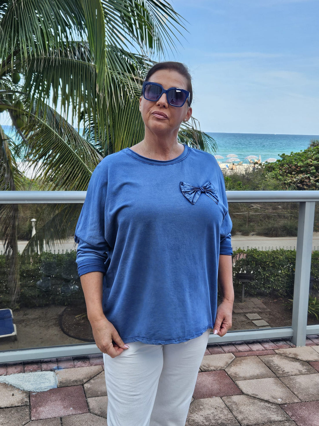 Style 1021 Cozy Bow-Accent Oversized Sweatshirt